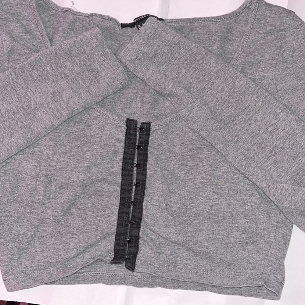 Forever 21 crop corset long sleeve shirt